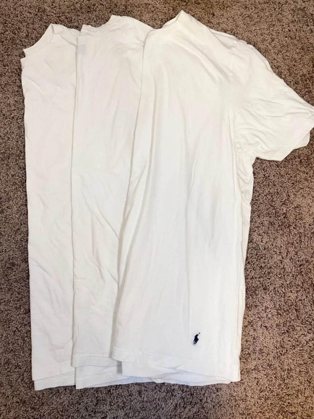 Polo Ralph Lauren Men's Classic Cotton White Crew Neck T-Shirts Lot of 3 Sz 1XT